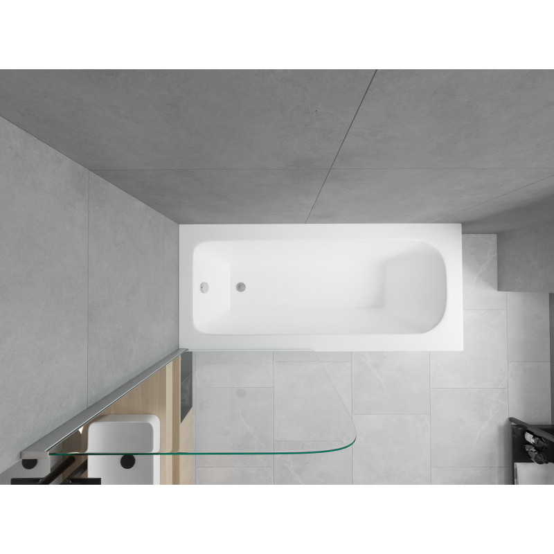 Mexen Vega obdĺžniková vaňa 150 x 70 cm s rámom a jednokrídlovou zástenou 80 cm, transparentná, chróm
