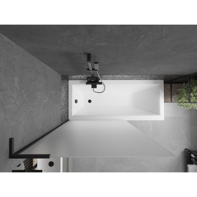 Mexen Next L paravan na vaňu 1-krídlový 100 x 150 cm, mrazený, čierny - 895-100-000-03-30-70