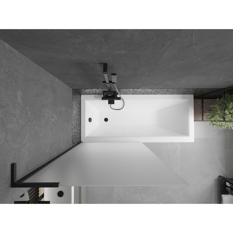 Mexen Next L vaňová zástena 1-krídlová 90 x 150 cm, matné sklo, čierna - 895-090-000-03-30-70