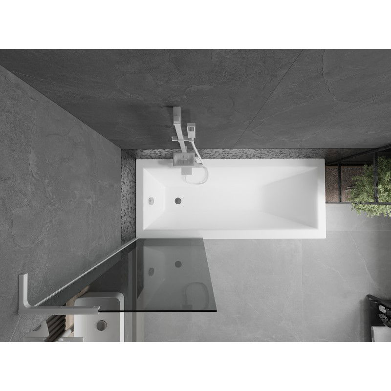 Mexen Next L vaňová zástena 1-krídlová 60 x 150 cm, grafitová, biela - 895-060-000-03-40-20