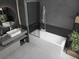 Mexen Next L vanová zástena 1-krídla 70 x 150 cm, grafit, biela - 895-070-000-03-40-20