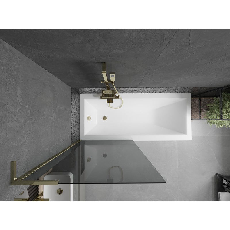 Mexen Next L vaňová zástena, 1-krídlová, 80 x 150 cm, grafitová, zlatá - 895-080-000-03-40-50