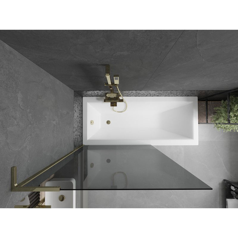 Mexen Next L vanová zástena 1-krídlová 100 x 150 cm, grafit, zlatá - 895-100-000-03-40-50