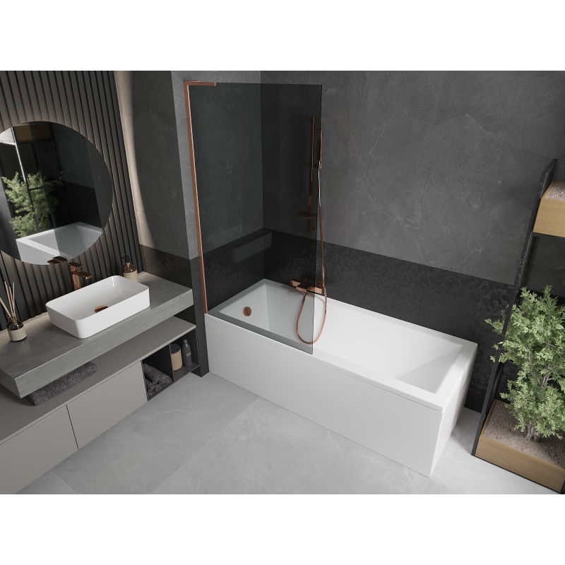 Mexen Next L vaňová zástenka 1-krídlová 90 x 150 cm, grafit, brúsená meď - 895-090-000-03-40-65