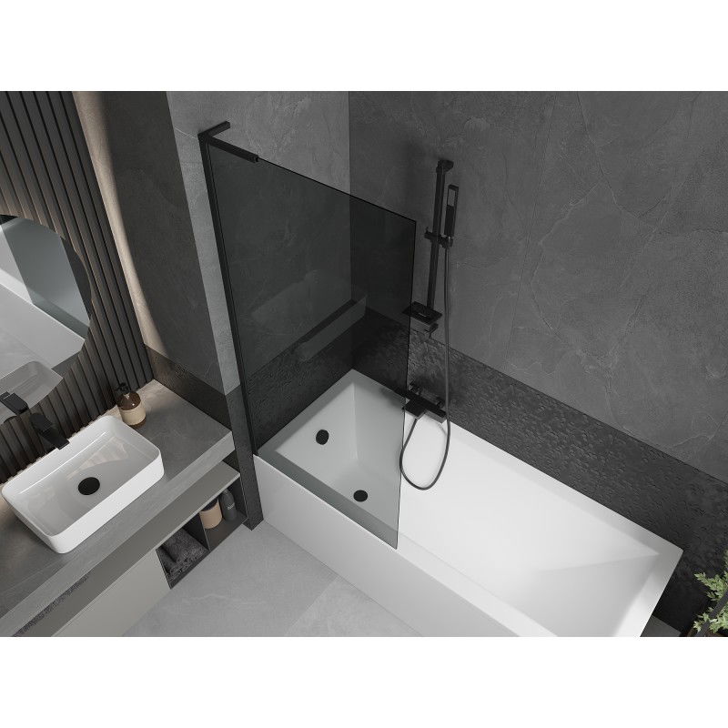 Mexen Next L vaňová zástena s jednými dverami 80 x 150 cm, grafit, čierna - 895-080-000-03-40-70