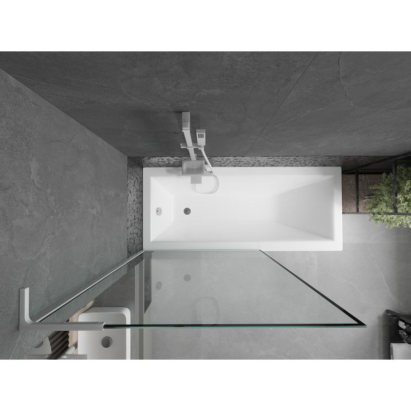 Mexen Next L vaňová zástena 1-krídlová 100 x 150 cm, čierny rám, biela - 895-100-000-03-70-20