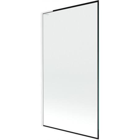 Mexen Next L paraván na vaňu 1-krídlový 100 x 150 cm, čierny vzor, biely - 895-100-000-03-70-20