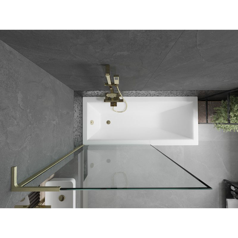 Mexen Next L vaňová zástenka 1-dverová 100 x 150 cm, čierny rám, zlatý kartáčovaný - 895-100-000-03-70-55