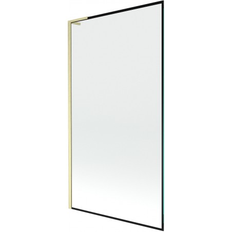 Mexen Next L vaňová zástenka 1-dverová 100 x 150 cm, čierny rám, zlatý kartáčovaný - 895-100-000-03-70-55