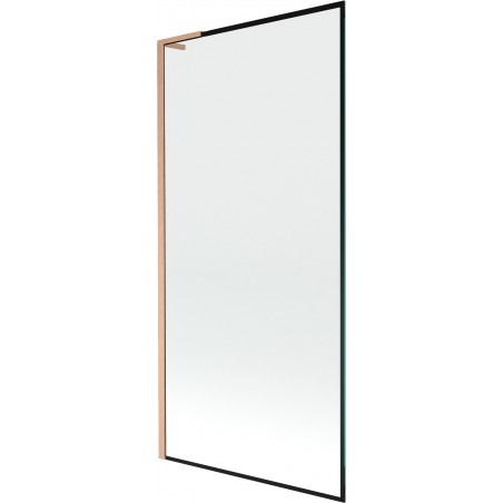 Mexen Next L vaňová zástena 1-krídlová 90 x 150 cm, čierny vzor, brúsená meď - 895-090-000-03-70-65