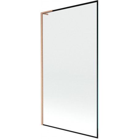 Mexen Next L vaňová zástena 1-krídlová 100 x 150 cm, čierny rám, brúsená meď - 895-100-000-03-70-65