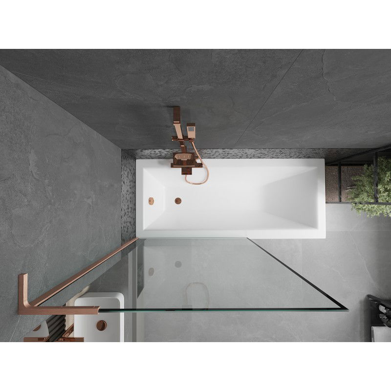 Mexen Next L vaňová zástena 1-krídlová 100 x 150 cm, čierny rám, brúsená meď - 895-100-000-03-70-65