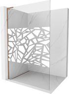 Mexen Kioto L sprchová zástena Walk-in 70 x 200 cm, biely vzor, ružové zlato - 800-070-103-60-85