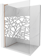 Mexen Kioto L sprchová zástena Walk-in 90 x 200 cm, biele vzor, brúsená medi - 800-090-103-65-85