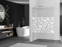 Mexen Kioto L sprchová stěna Walk-in 100 x 200 cm, bílý vzor, kartáčovaný nikl - 800-100-103-97-85