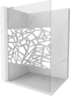 Mexen Kioto L sprchová stěna Walk-in 100 x 200 cm, bílý vzor, kartáčovaný nikl - 800-100-103-97-85