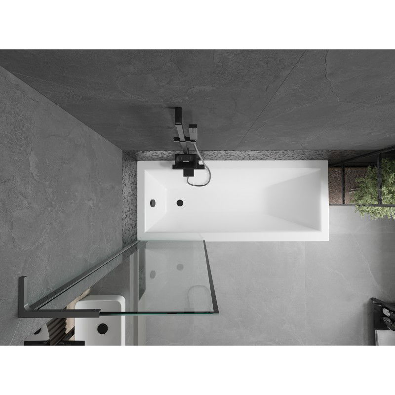 Mexen Next L vaňová zástena 1-krídlová 60 x 150 cm, čierny rám, gun metal - 895-060-000-03-70-95