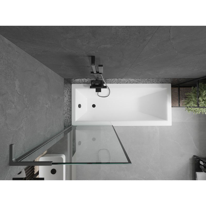 Mexen Next L vaňová zástena 1-krídlová 70 x 150 cm, čierny rám, gun metal - 895-070-000-03-70-95