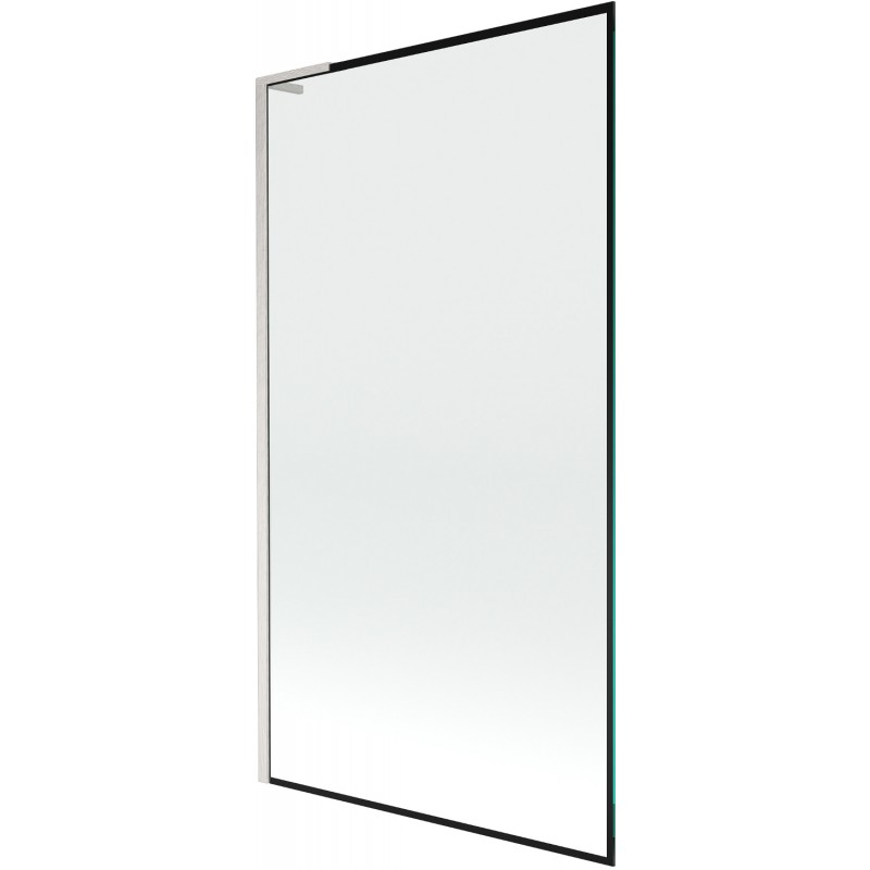 Mexen Next L paraván na vaňu 1-krídlový 100 x 150 cm, čierny rám, brúsený nikel - 895-100-000-03-70-97