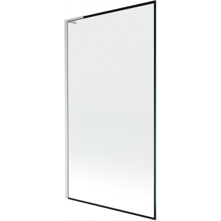 Mexen Next L paraván na vaňu 1-krídlový 100 x 150 cm, čierny rám, brúsený nikel - 895-100-000-03-70-97