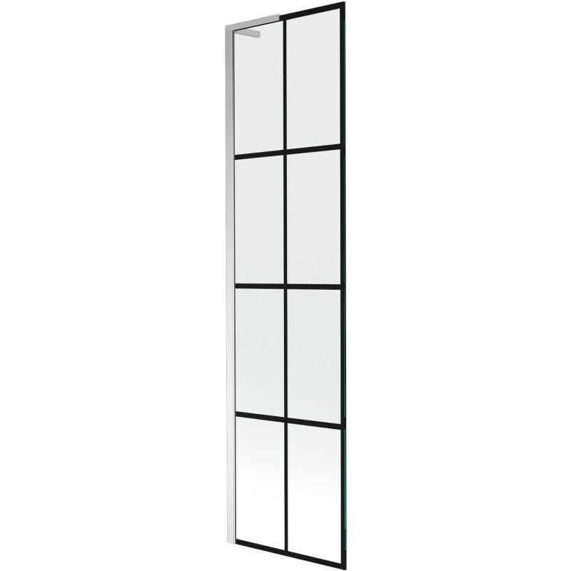 Mexen Next L vaňová zástena 1-krídlová 50 x 150 cm, čierny vzor, chróm - 895-050-000-03-77-01