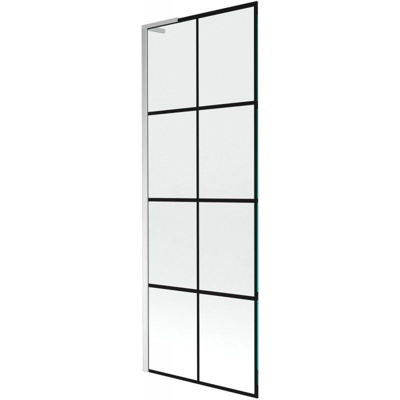 Mexen Next L vaňová zástena 1-krídlová 70 x 150 cm, čierna mriežka, chróm - 895-070-000-03-77-01