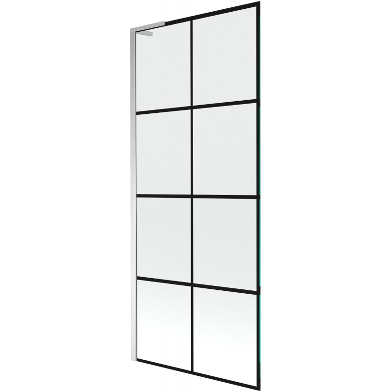 Mexen Next L paraván do vane 1-krídlový 80 x 150 cm, čierny vzor, chróm - 895-080-000-03-77-01