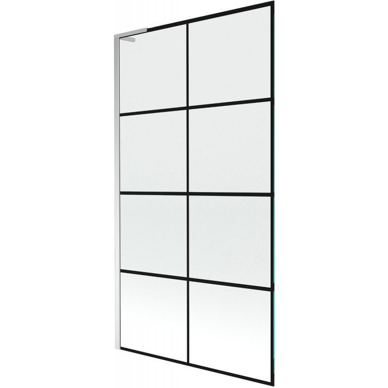 Mexen Next L vaňová zástena 1-krídlová 100 x 150 cm, čierny vzor, chróm - 895-100-000-03-77-01