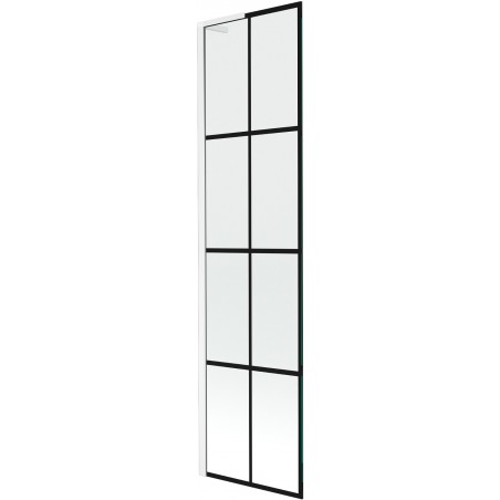 Mexen Next L vaňová zástena 1-krídlová 50 x 150 cm, čierny vzor, biela - 895-050-000-03-77-20