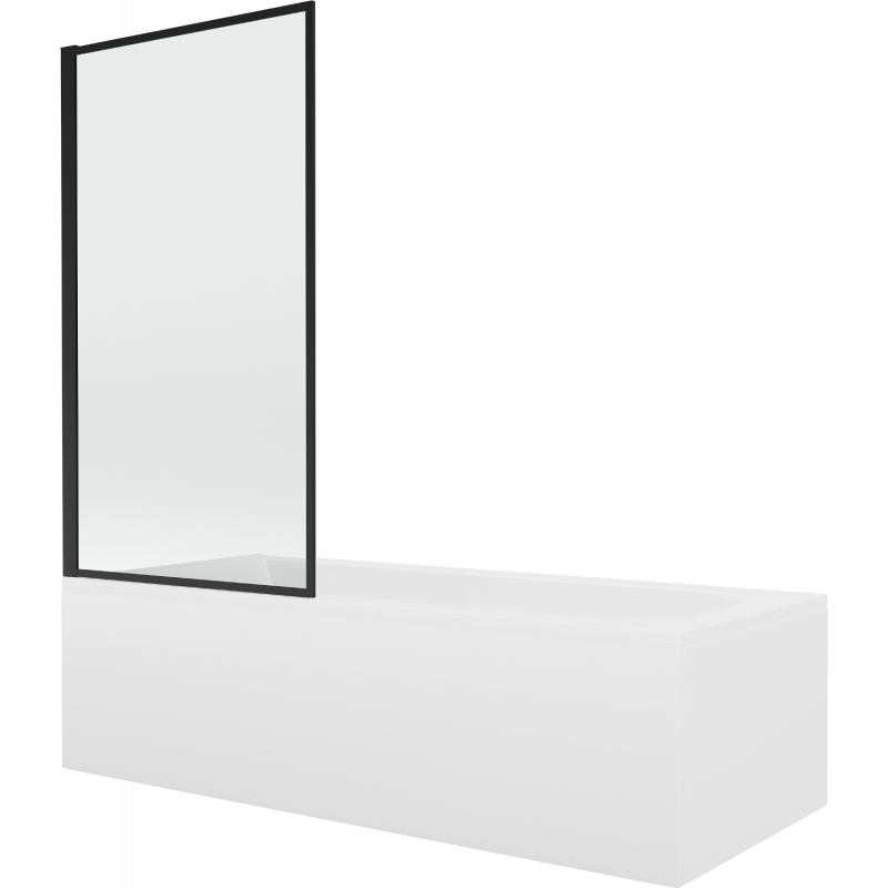 Mexen Vega obdĺžniková vaňa 150 x 70 cm s obložením a 1-krídlovou zástenou 70 cm, čierny vzor fix