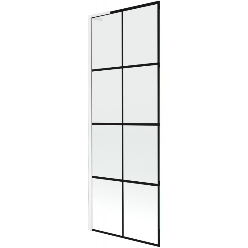 Mexen Next L paraván na vaňu, 1-krídlový, 70 x 150 cm, čierny vzor, biely - 895-070-000-03-77-20