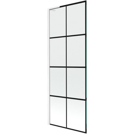 Mexen Next L paraván na vaňu, 1-krídlový, 70 x 150 cm, čierny vzor, biely - 895-070-000-03-77-20