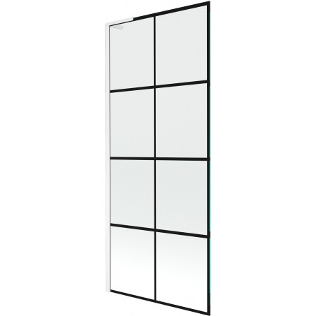 Mexen Next L sprchová zástena 1-krídlová 80 x 150 cm, čierny vzor, biela - 895-080-000-03-77-20