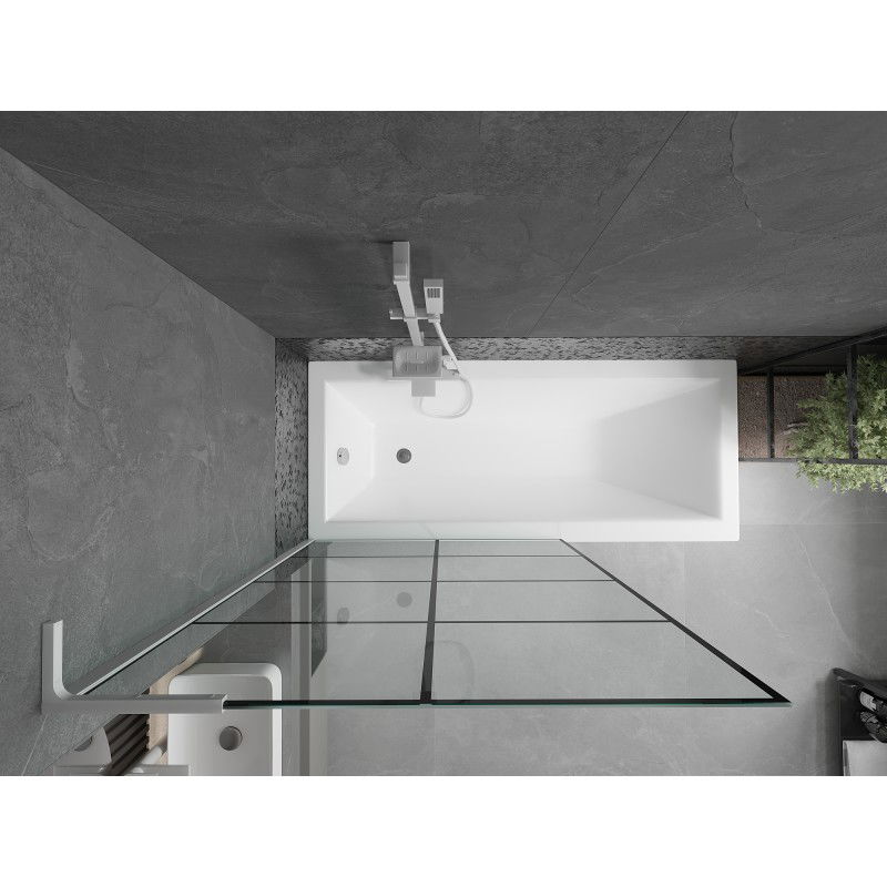 Mexen Next L kúpeľňová zástena 1-krídlová 100 x 150 cm, čierna mriežka, biela - 895-100-000-03-77-20