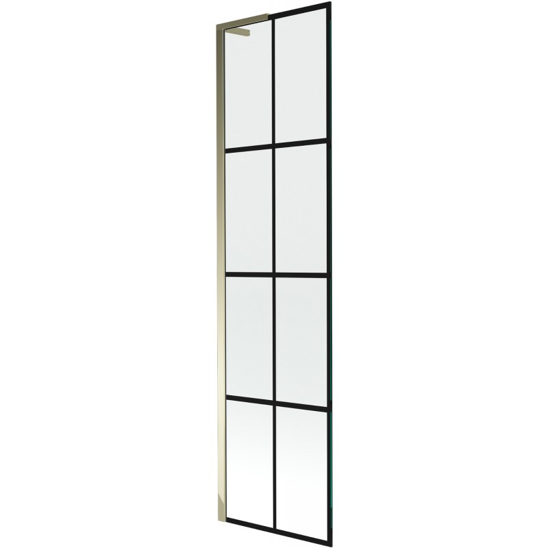 Mexen Next L vaňová zástena, 1-krídlová, 50 x 150 cm, čierny vzor, zlatá - 895-050-000-03-77-50