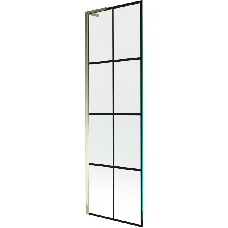 Mexen Next L vanová zástěna 1-křídlová 60 x 150 cm, čierna mriežka, zlatá - 895-060-000-03-77-50
