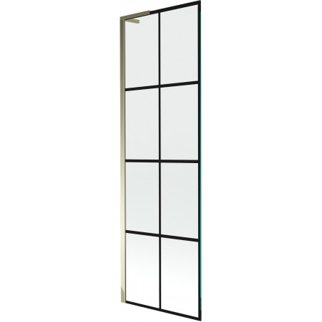Mexen Next L vanová zástěna 1-křídlová 60 x 150 cm, čierna mriežka, zlatá - 895-060-000-03-77-50