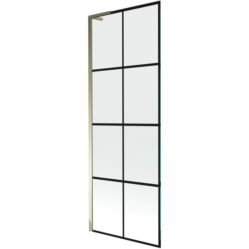 Mexen Next L vaneľový posuvný panel, 1-krídlový 70 x 150 cm, čierna mriežka, zlatý - 895-070-000-03-77-50