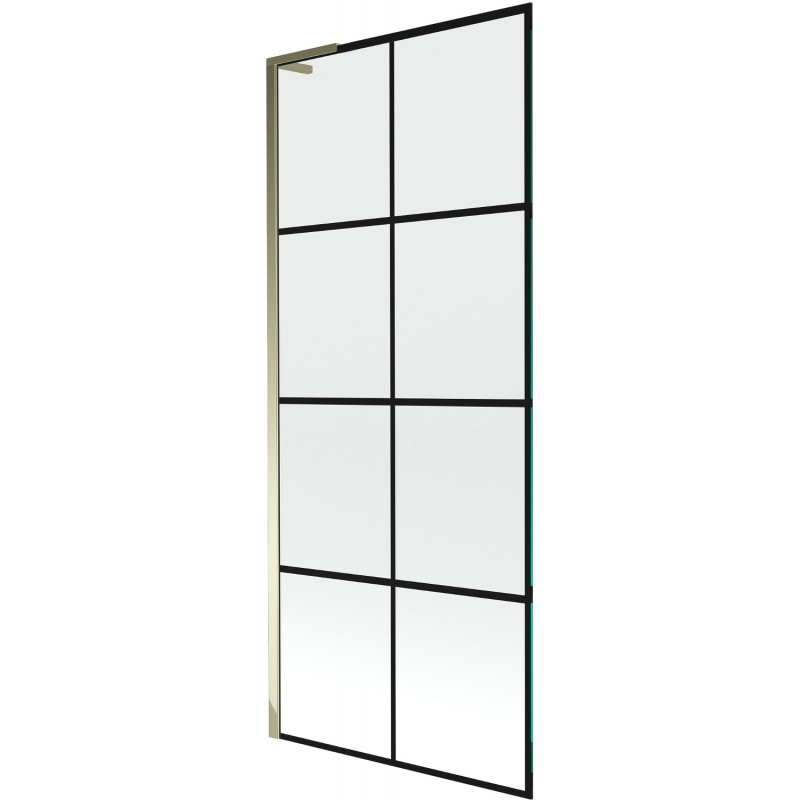 Mexen Next L vaňová zástena 1-krídlová 80 x 150 cm, čierna mriežka, zlatá - 895-080-000-03-77-50