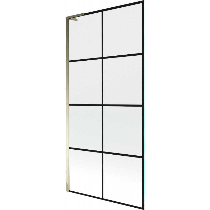Mexen Next L vanová zástěna 1-dverová 90 x 150 cm, čierny vzor, zlatý - 895-090-000-03-77-50