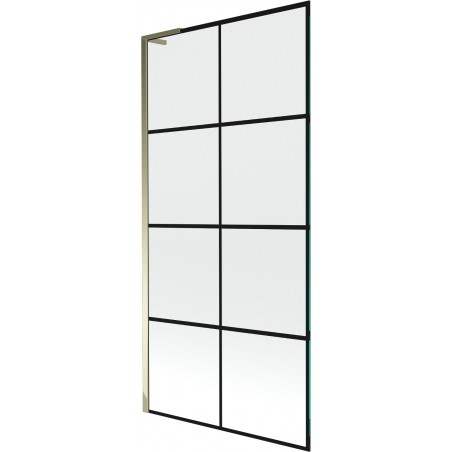 Mexen Next L vaňová zástenka 1-krídlová 90 x 150 cm, čierna mriežka, zlatá - 895-090-000-03-77-50