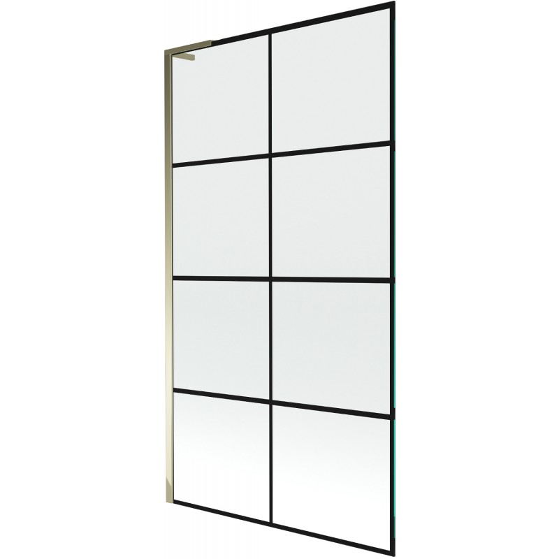 Mexen Next L vaňa so zástenou 1-krídlová 100 x 150 cm, čierna mriežka, zlatá - 895-100-000-03-77-50