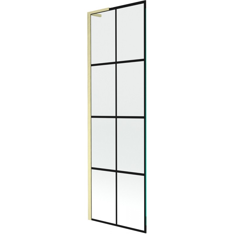 Mexen Next L vaňová zástena 1-krídlová 60 x 150 cm, čierny vzor, zlatý kartáčovaný - 895-060-000-03-77-55