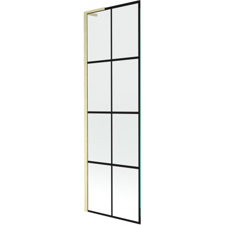 Mexen Next L vaňová zástena 1-krídlová 60 x 150 cm, čierny vzor, zlatý kartáčovaný - 895-060-000-03-77-55