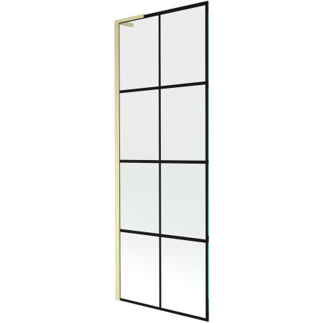 Mexen Next L vaňová zástena 1-krídlová 70 x 150 cm, čierny vzor, zlatý kartáčovaný - 895-070-000-03-77-55