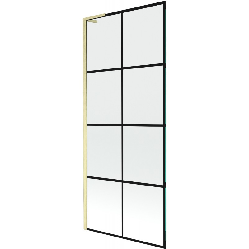 Mexen Next L vaňová zástena 1-krídlová 80 x 150 cm, čierna mriežka, zlatý brúsený - 895-080-000-03-77-55