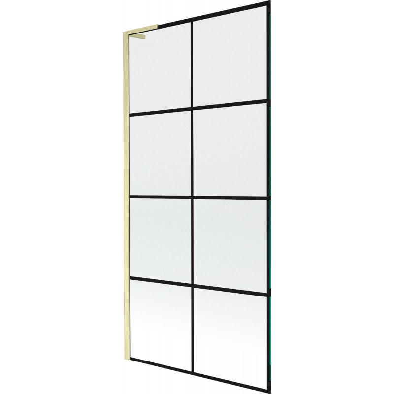 Mexen Next L vaňová zástena, 1-krídlová, 90 x 150 cm, čierny vzor, zlatý kartáčovaný - 895-090-000-03-77-55