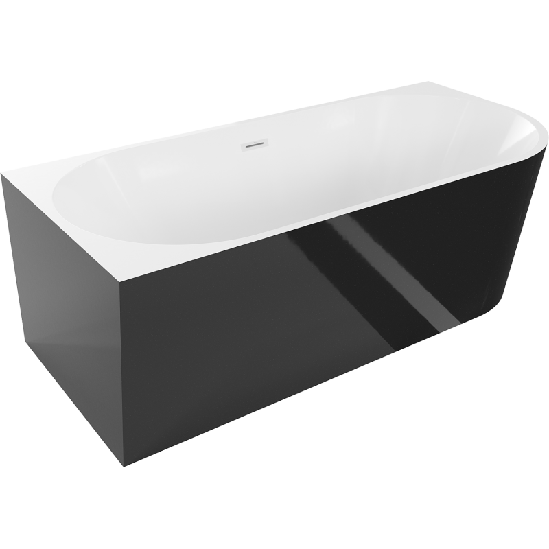 Mexen Mia voľne stojaca rohová ľavá 150 x 75 cm, biela/čierna, biely prepad - 52691507575L-20