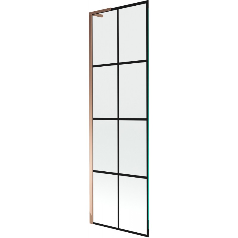 Mexen Next L sprchová zástenka s 1 krídlom 60 x 150 cm, čierna mriežka, ružové zlato - 895-060-000-03-77-60