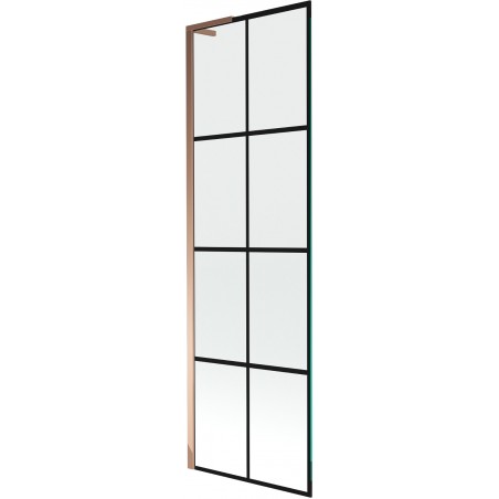 Mexen Next L sprchová zástenka s 1 krídlom 60 x 150 cm, čierna mriežka, ružové zlato - 895-060-000-03-77-60